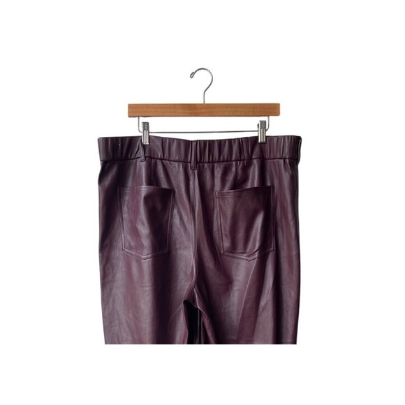 Chico’s Wide Leg Faux Leather Pants Size XL Crop Ankle Burgundy Preppy Mob Wife - Picture 5 of 9